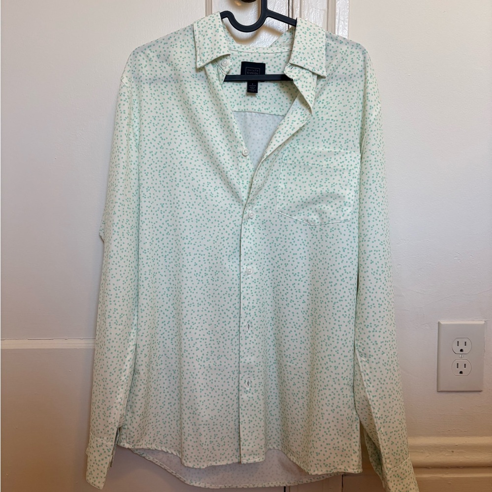 14th & Union Light Green floral Patterned Button Down Shirt